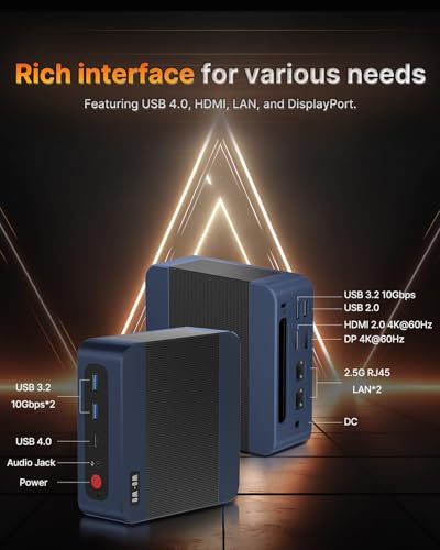 Image of wo-we P8 Mini PC AMD Ryzen 5 7640HS(Upgraded 6600H /6800H,up to 5.0GHz) 32GB DDR5 1TB PCIe4.0 Mini Desktop Computer, USB4 8K,Triple Display, Dual 2.5G LAN WIFI6E /BT5.2 /HDMI /DP /AMD Radeon 760M Gaming PC