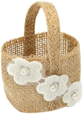 4pcs Burlap Candy Linen Basket Wedding Storage Basket Flower Girl Rustic Party Decoration image 3