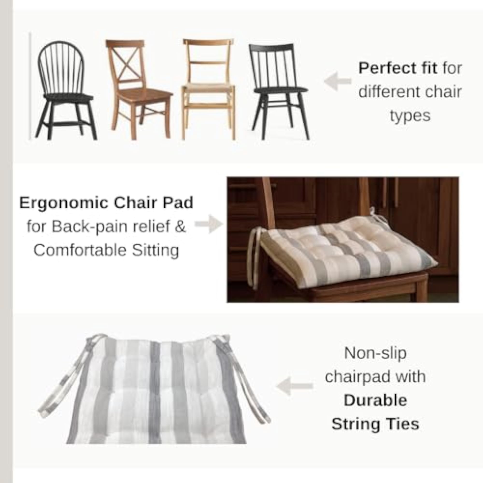 Combi Textures Cotton Chair Pad with Ties