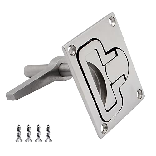 SHENGHUISS Boat Cam Latch Locking Marine Hatch Handle Heavy Duty Stainless Steel 316 Turning Lock Lift Ring W/Screws