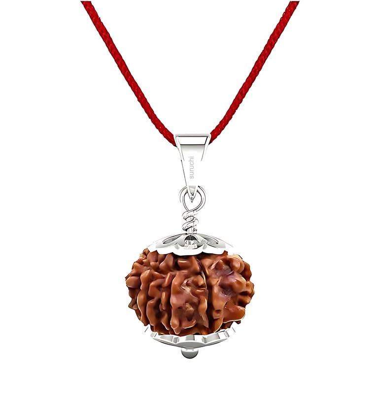 Certified 6 Mukhi Rudraksha Pendant|Chheh Mukhi/Six Face Original Nepali Bead 925 BIS Hallmark Sterling Silver Pendant|Natural Rudraksha for Men & Women