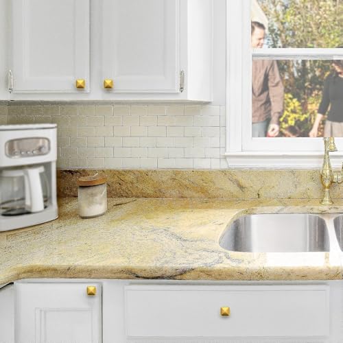 Image of Ravinte 15 Pack Gold Kitchen Cabinet Square Knob Single Hole Cabinet Hardware for Dresser Drawer Cabinet Pulls Drawer Knobs Cabinet Knobs Contemporary Antique Rustic