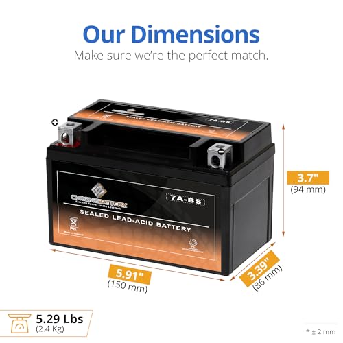 Image of CB CHROMEBATTERY YTX7A-BS 12V 90 CCA Sealed AGM - Maintenance-Free Starter Battery for ATV, Dirt Bike, Scooter & Moped - T3 Nut & Bolt Terminal - Fits Honda Recon 250, Yamaha TTR125, GY6 50-125 cc