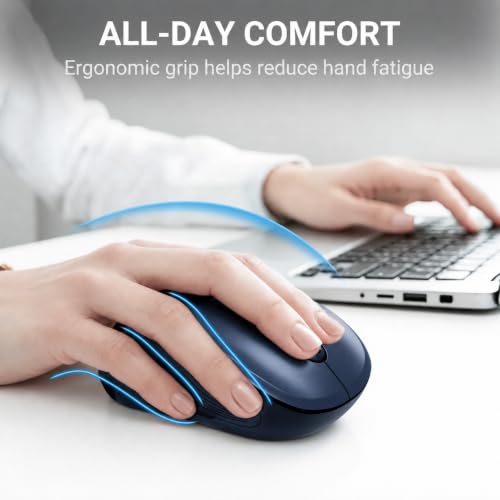 Image of WisFox 2.4GHz Wireless Mouse for Laptop, Ergonomic 6-Button, Matt Gray
