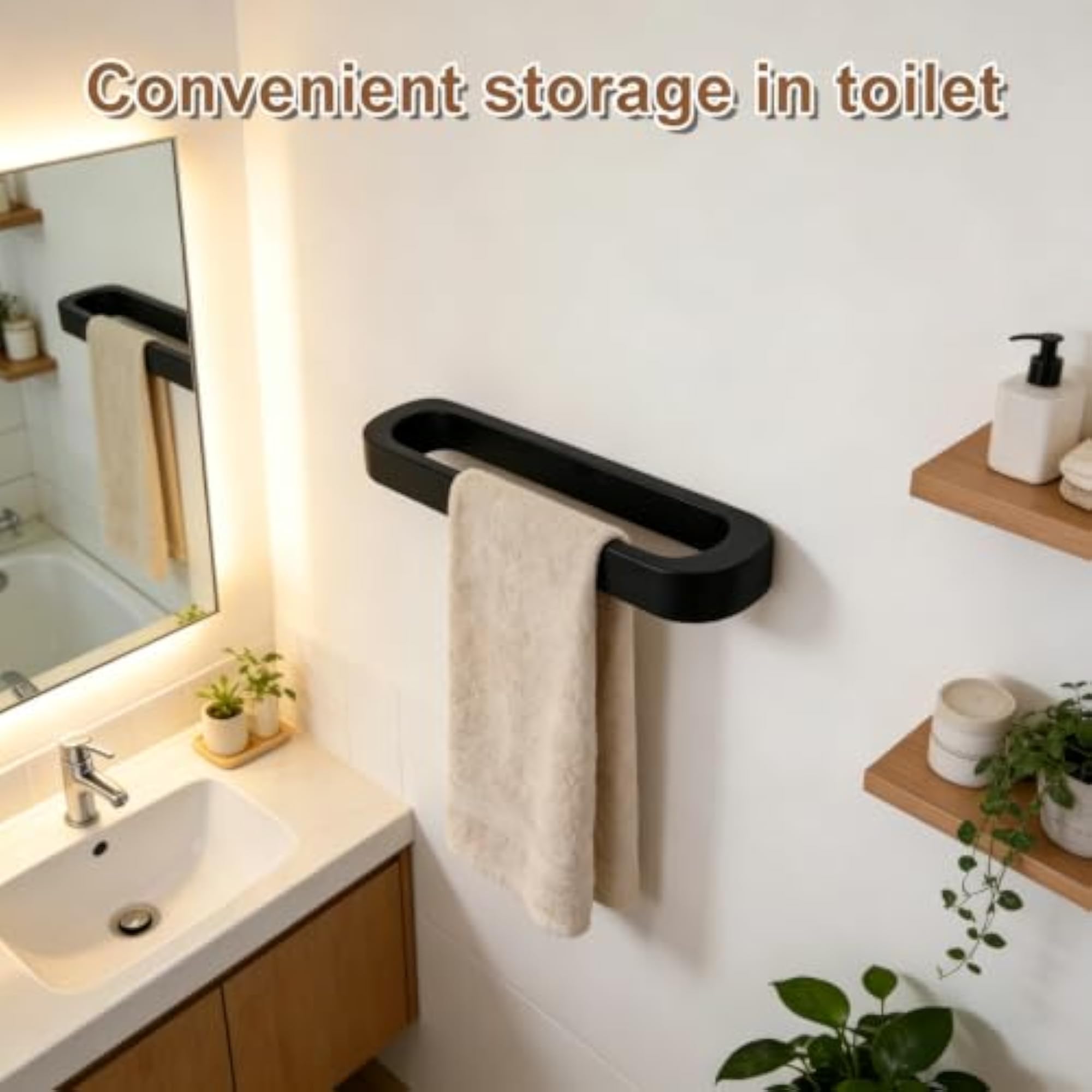 Small Wood Towel Rack Wall Mounted Towel Bar
