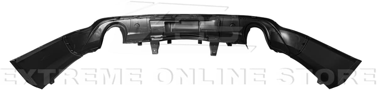 Replacement For 2014-Present Dodge Durango Models | Performance Track Style ABS Plastic - Matte Black Rear Bumper Dual Tips Diffuser