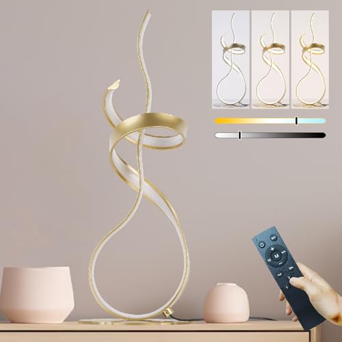 AooLiWang Gold Art Spiral 24W LED Table Lamp with Touch