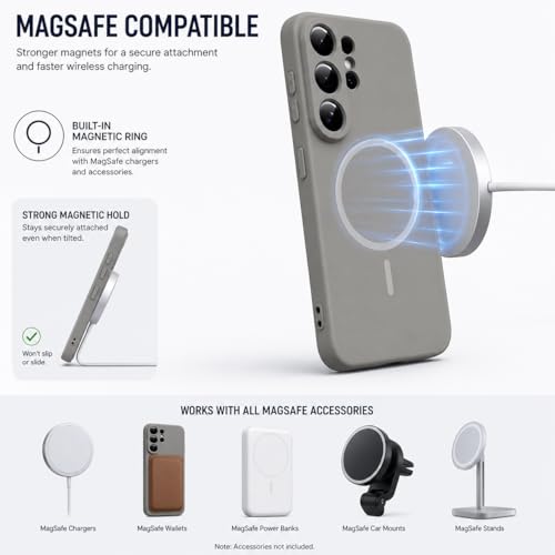 Image of DIZORO Microfiber Candy Case Compatible for Samsung S26 Ultra 5g Magnetic Silicone Case, Compatible with MagSafe Shockproof, Anti-Scratch Soft Non-Slip Full Body Protective Back Cover (New Titanium)