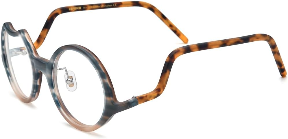 HEPIDEM Multicolor Acetate Glasses Frame Women,Round Vintage Retro Optical Eyeglasses 9265