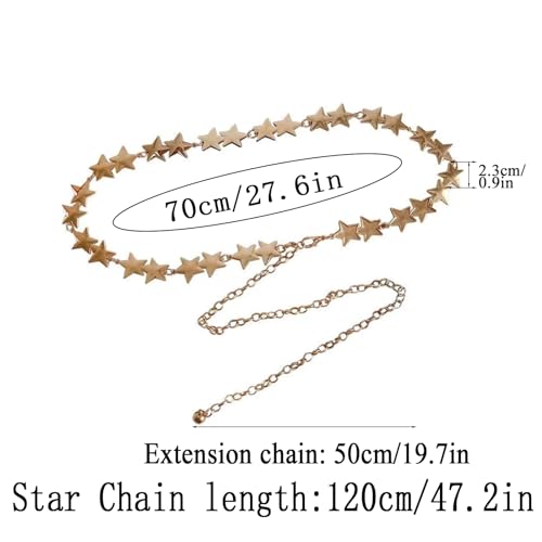 HomeSoGood Luxury Pentagrams Metal Star Chain Belt for Women Waist Chain Female Girl Dress Decorative(silver)3