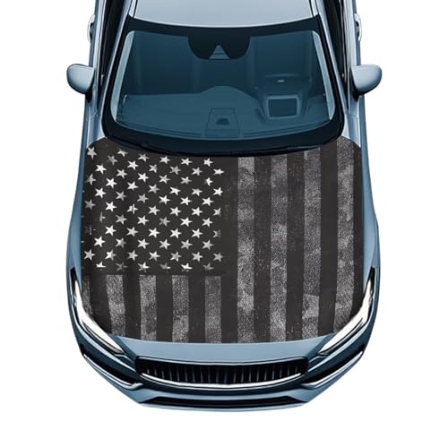 Qpednta Flag Car Hood Cover Easy to Install Car Hood Cover Protector Elastic Fabrics Can be...