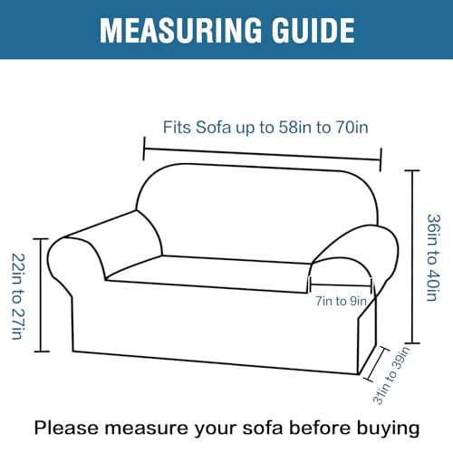 H.VERSAILTEX Chocolate Textured Jacquard Stretch Covers for 2 Cushion Loveseat Sofa