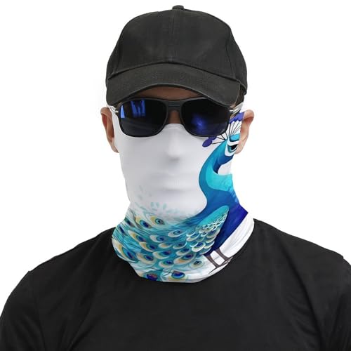Neck Gaiter Cartoon Blue Peacock Face Mask for Travel Face Cover Scarf for Men Women Elastic Headbands Wind-proof Bandana for Skiing Fishing Hiking Cycling3