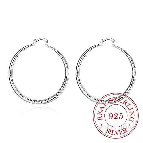 Boucles d'oreilles créoles légères en argent pour oreilles sensibles grand cercle 5,1cm