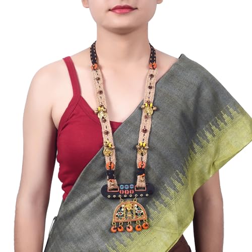 Image of AAKRITI ART CREATIONS Boho & Tribal Handcrafted Necklace Collection | Jute, Wooden & Brass Pendant Designs | Ethnic Collar, Loop & Statement Jewelry for Women | Artisan Festival & Everyday Wear