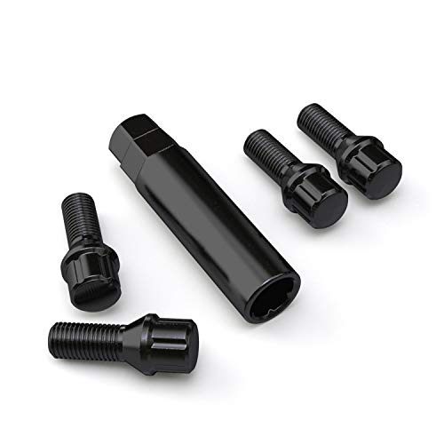 20Pcs Locking Spline Black 12X1.5 Lug Bolts With Socket Key (26Mm Oem Shank Length, Cone Seat) Compatible With Golf Passat Jetta Mercedes C230 C240 C280 C320 Cl500 Clk320 Clk430 Clk500 Slk230 Slk320 #TOP5