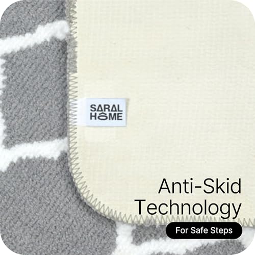 Image of Saral Home Tangier Soft Microfiber Durable & Washable Multipurpose Bedside Runner for Home /Kitchen /Living Area /Lobby /Office Entrance with Anti Skid Backing (Lt.Grey, 40x100 Cm)