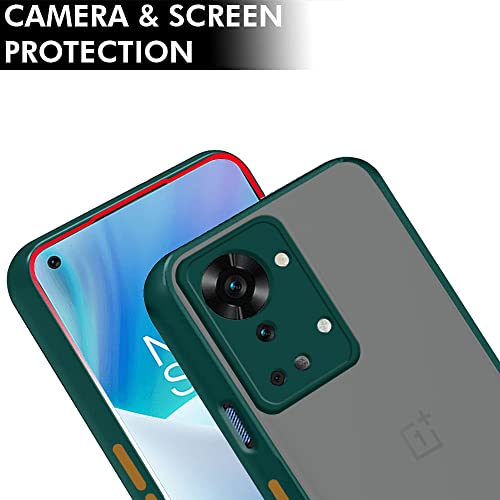 Image of TheGiftKart Translucent Hybrid Back Case Cover for OnePlus Nord 2T 5G | Smoked Matte Back | 360 Degree Protection | Protective Hard Back Case Cover for OnePlus Nord 2T 5G (PC, TPU | Green Bumper)