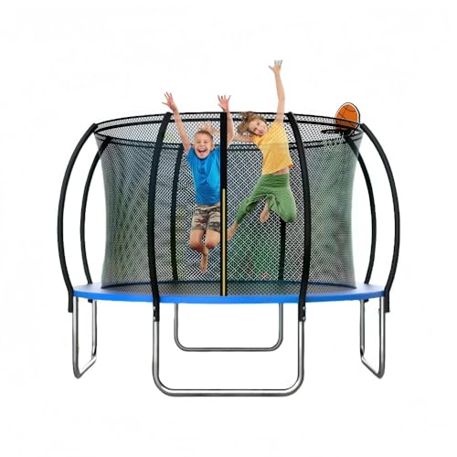 Klivex 大型 屋外用トランポリン 子供用トランポリン セーフティネット付き 遊び場 装置 遊具 エンクロージャを備えた大型トランポリン 家庭用屋内キッズガールズ安全ラウンドジャンプマット、荷重200キロ 組み立て簡単 遊具 家庭用 体操マット ホーム