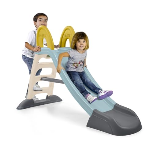 Feber Tobogán con agua, azul/amarillo/beige, 161 x 71 x 103 cm, antideslizante Tred, para niños 2-7 años, máximo 30 kg