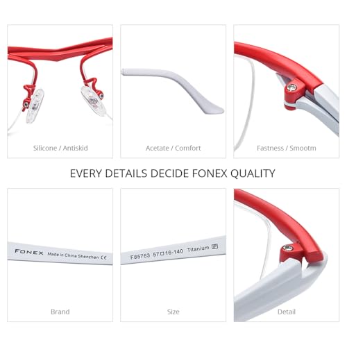 Image of FONEX Pure Titanium Glasses Frame Men Semi Rimless Square Eyeglasses Eyewear DTX416