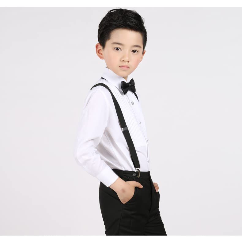 RR DESIGN Suspender for Kids- Adjustable,Y Back with satin pre-tied neck bow tie (4-8 Years, Black)