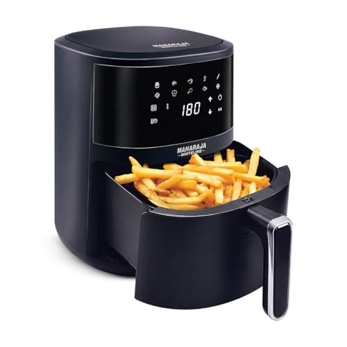 Image of Maharaja Whiteline CrispyChef Pro 1350W Digital Air Fryer (4.5L, Black) | 10-in-1 Multi-Cooking Functions | 360 Crisp Technology | Non-Stick Grill Plate | Oil-Free Healthy Cooking | 2-Year Warranty