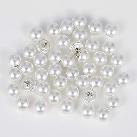 angelikashalala 60Pcs Pearl Buttons Hand-Stitched Semi-Circular Pearl Buttons Cap Half Ball Dome Metal Circle Hook Buttons for Shirt Skirt Sweater-10mm Cover