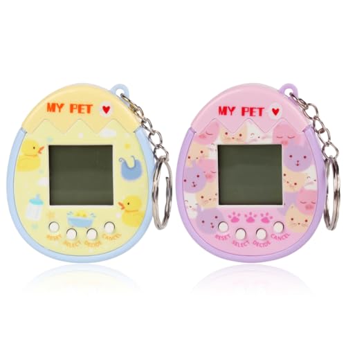 Tomedeks 2 Pièces Animal électronique Virtuel,Jouet Animal interactif,Jouet Virtuel Portable pour Animaux de Compagnie,Console de Jeux pour Animaux Pour Adultes Et Enfants(A)