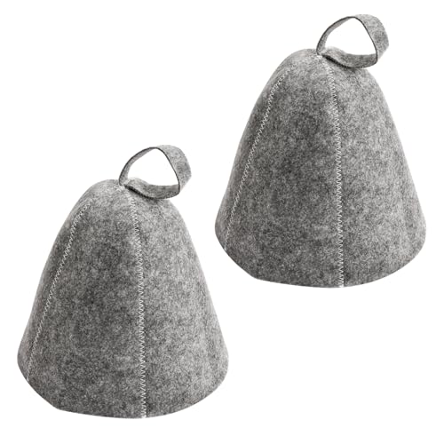 2 Piezas Gorro Sauna de Fieltro, Sombrero de Sauna, Sauna Hat Anti-Calor para Hombres y Mujer, Gorra de Fieltro Accesorio de Sauna para Baño de Vapor (Gris)