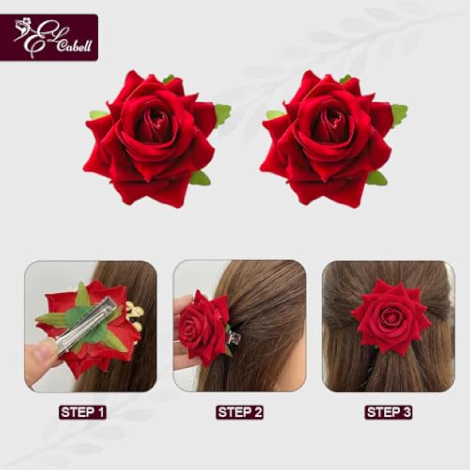 Ribbon Hair Extensions Combo with 2 Rose Clips
