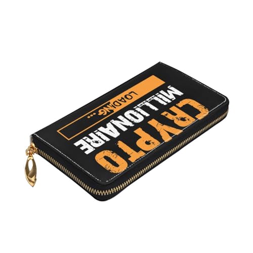 Crypto Millionaire Loading Long Leather Clutch Wallet with Dual-Sided Print - Storage bag (12 Card Slots, Zippered Coin Pocket)4
