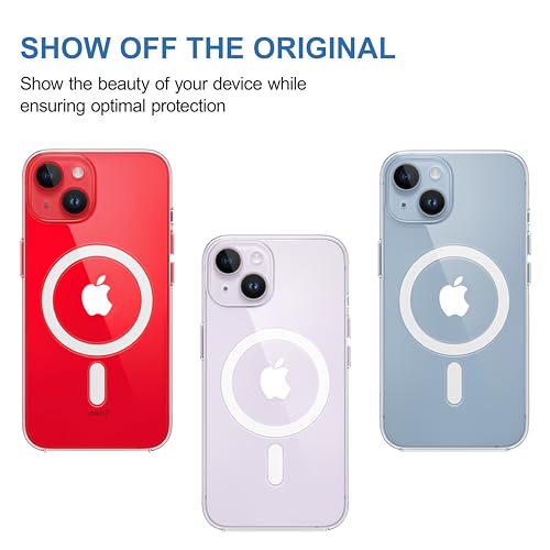 Image of CEDO Magfit Backcover for iPhone 14 Plus | Mag-Safe Wireless Charging | Designed with Magnetic Lock Shockproof Phone Bumper Transparent Back Case Cover (Transparent)