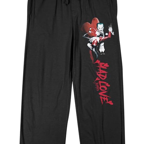 Harley Quinn and The Joker Mad Love Men's Black Sleep Pajama Pants2