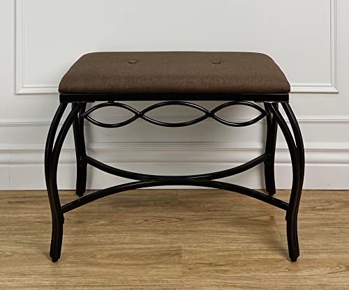 Mango Steam Mocha Brown Shoe Bench - Vanity Seat for Makeup Room, Dressing Stool, Entryway Bench - Powder Coated, Upholstered, Space Saving