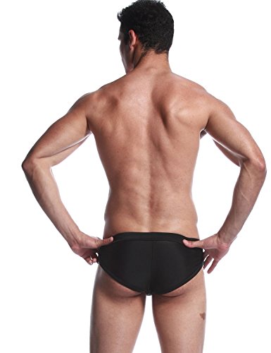 SEOBEAN Mens Low Rise Sexy Swimwear Boxer Brief Trunks 2229 Black3