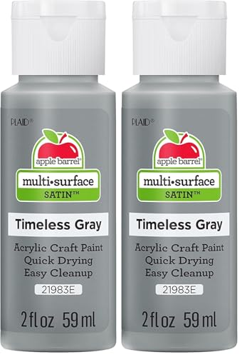 Apple Barrel Multi Surface Acrylic Paint, 2 oz, Timeless Gray 2 Fl Oz (Pack of 2)