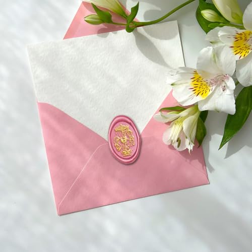 Hobbspring Karussell WachsSiegel Stempel Austauschbare Umschläge DIY Siegel Stempel Verträumter Wirbel Ovaler Messingkopf Holzgriff Zur Verzierung Geburtstagsparty Einladungskarte Zurück zur Schule