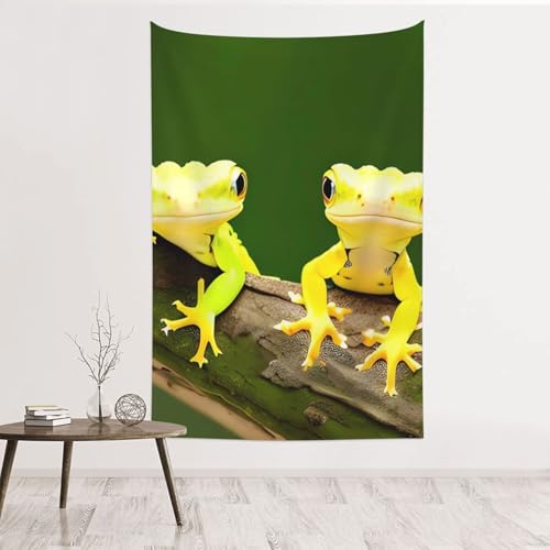 Tapisserie deux geckos de qualité supérieure velours pêche 152 cm