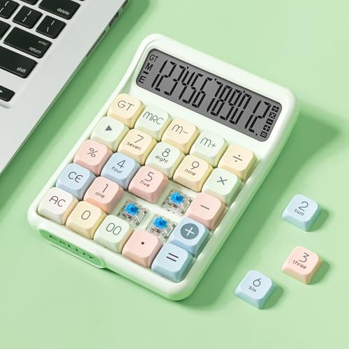 Calculadora mecánica LCD de 12 dígitos con botones grandes para oficina