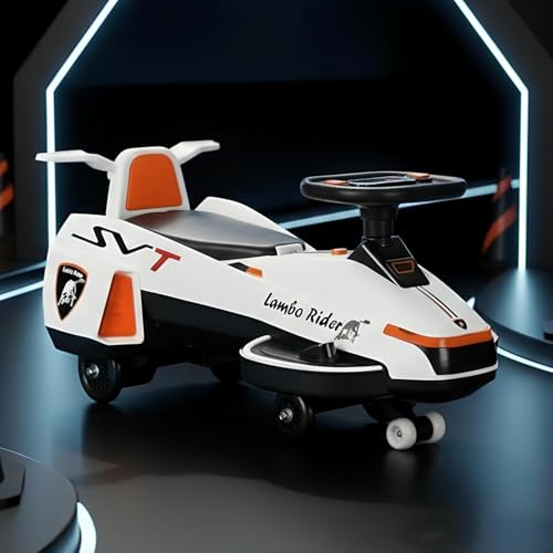 Image of StarAndDaisy Baby Magic /Swing Car for Kids Toys for 2-5 Years boy, with Acceleration Pedal & Rechargeable Battery, LED Light & Music,Twister car /Ride-onwith Smoke & Backrest seat -White