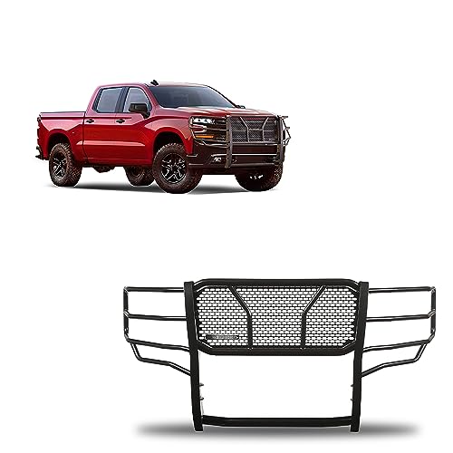 Black Horse Rugged Heavy Duty Grille Guard Modular Black Compatible with 2019-2021 Chevrolet Silverado 1500-RU-CHSI19-B