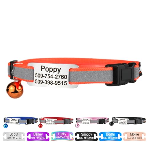 GoTags Personalized Reflective Cat Collars Tag, Engraved