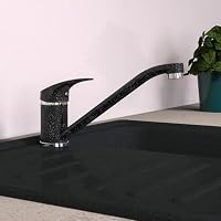 EISL Spültischarmatur, Wasserhahn Küche, 360° schwenkbare Küchenarmatur, ideal für Doppelspülbecken, Einhebelmischer NI182SMCR, Granit/Schwarz – Ansicht 2