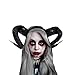 Produktbild Halloween Hexe Kopfschmuck Damen Karneval Party Maskerade Ball Prom Gothic Ziegenhorn Stirnband Stirnbänder Festliche Cosplay Kostüm Haarschmuck Schwarz Evil Queen Cosplay Stirnbänder