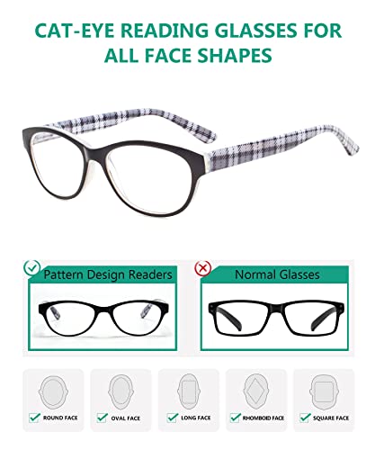 Image of Eyekepper 5-Pack Cat-Eye Reading Glasses Readers Pattern Design Reader Eyeglasses for Women Reading +3.50