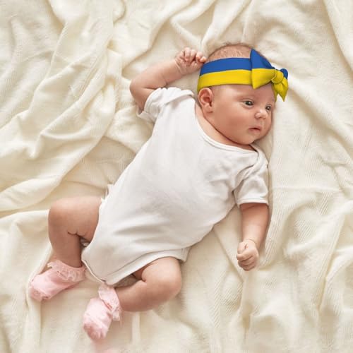 Flag of Ukraine Prints Baby Bow Headband Super Stretchy Soft Bows Hair Accessories for Newborn Infants Toddlers Kids Girls4
