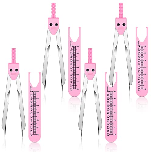 4 Pieces EKG Caliper ECG Calipers Measuring Tool with Ruler Electrocardiogram Drafting Divider for Nursing (Pink)