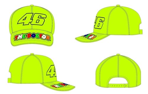 Valentino Rossi Casquette VR46 Fan,Homme,Taille Unique,Jaune Fluo