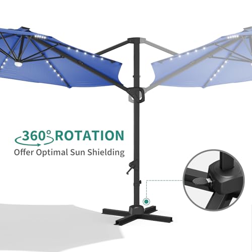 Garvee 10Ft Cantilever Patio Umbrella with 360° Rotation, Adjustable Tilt, Heavy-Duty 600D Oxford Fabric, Rust-Proof Aluminum Frame, Fits Most Stands, Without Base Weight
